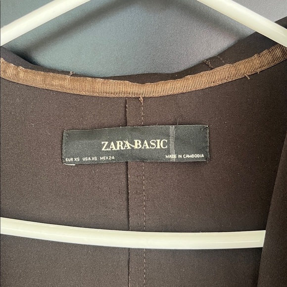 Zara Knit Faux Suede Olive/Brown Hooded Drape Coat - Picture 2 of 4